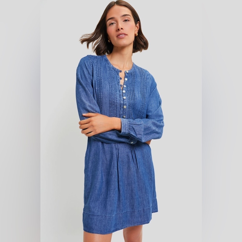Faherty The Tried And True Isha Dress Dark Rain Wash - Size M